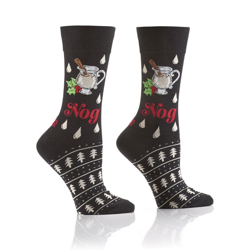 "Hog the Nog" Cotton Crew Socks by YO Sox - Medium