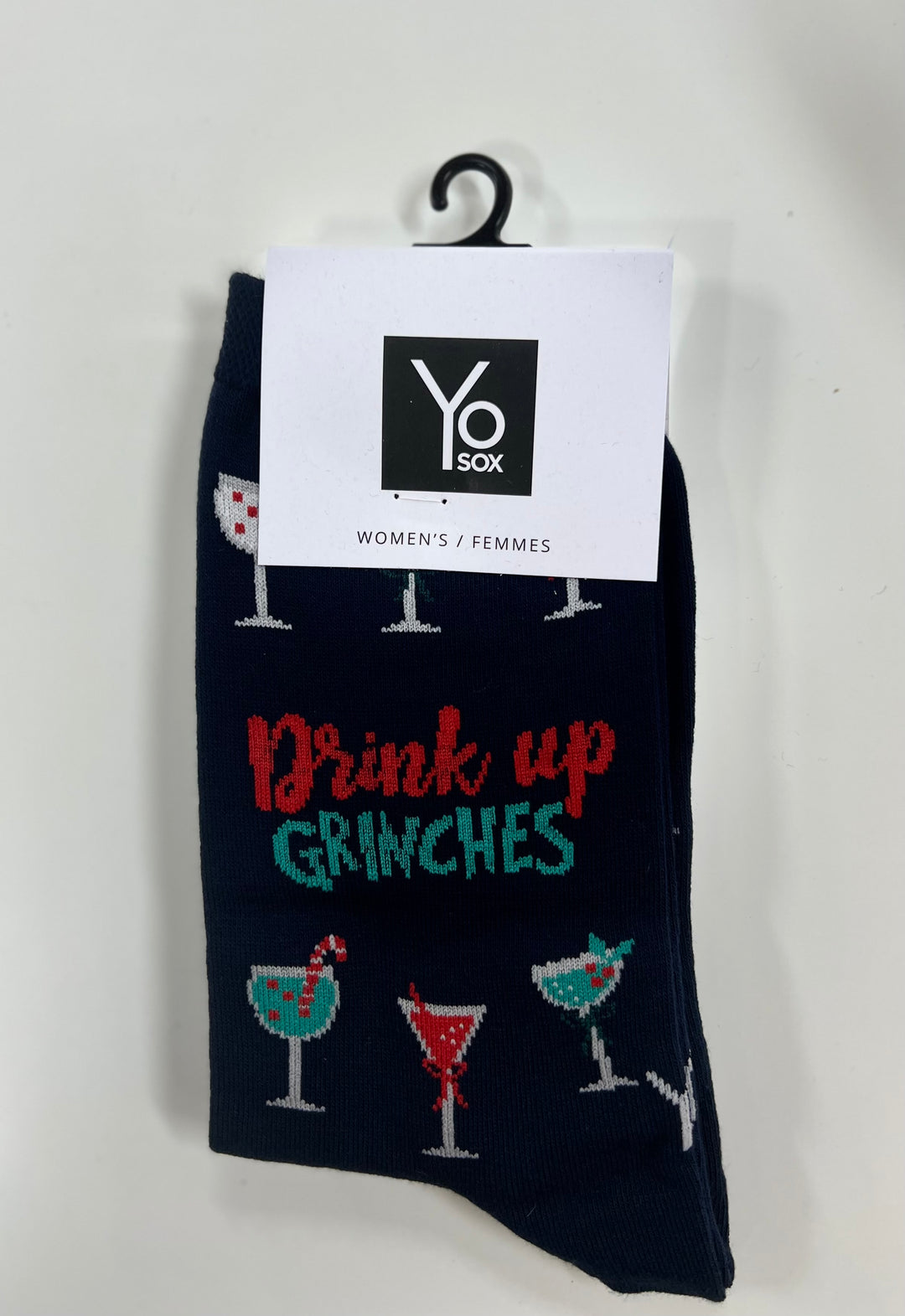 Gardez le brouillon. Chaussettes en coton « Drink up Grinches » par YO Sox - Medium 