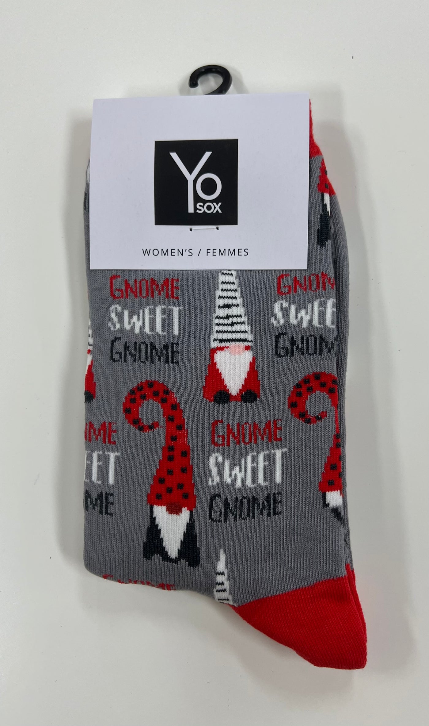 "Gnome Sweet Gnome" Cotton Crew Socks by YO Sox - Medium