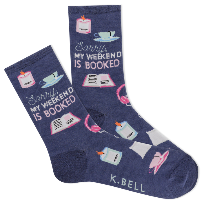 "Booked Weekend" Crew Socks by K Bell - Medium