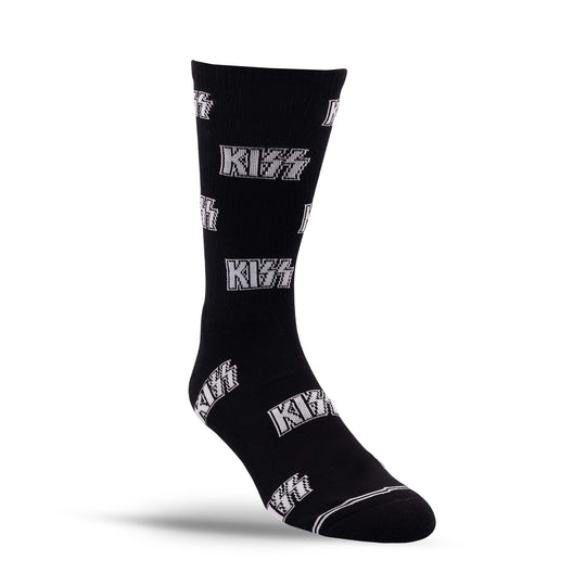 Perri's "KISS ALL OVER LOGO" Cotton Crew Socks - Large