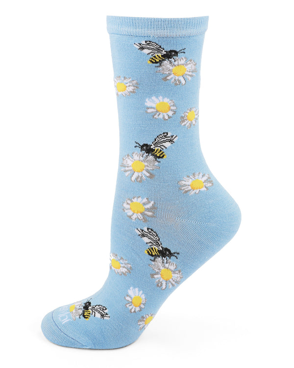 daisies and bees bamboo socks