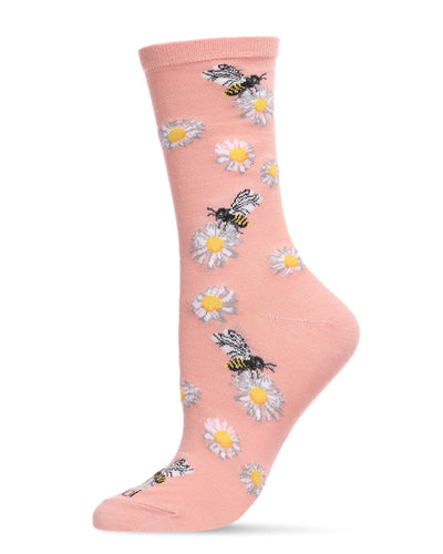 daisies and bees bamboo socks