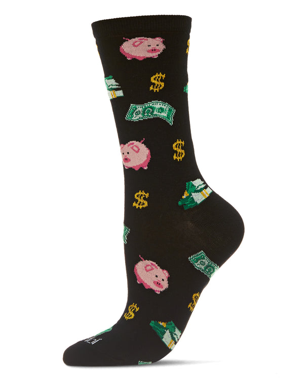 bamboo socks with piggy banks and cash