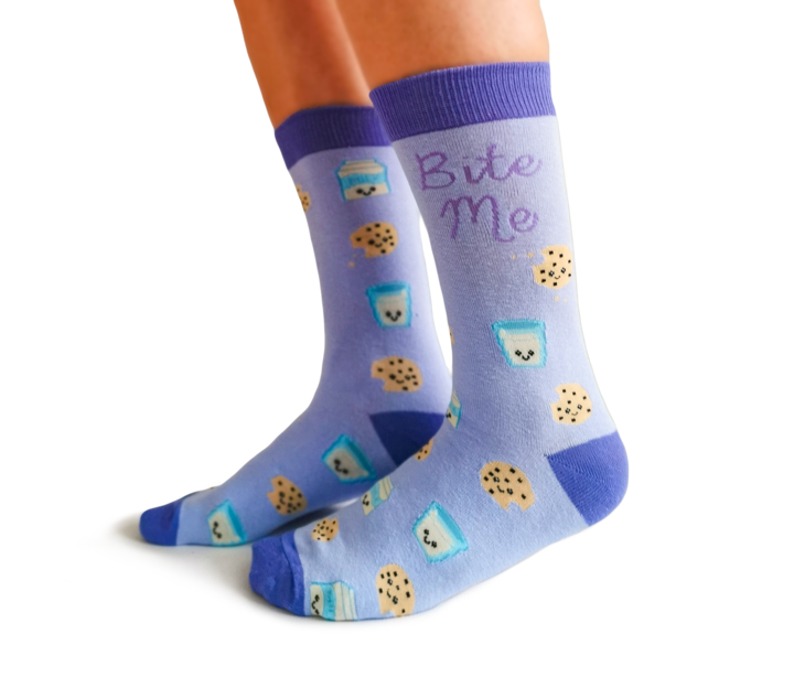 "Bite Me" Cotton Crew Socks by Uptown Sox - Medium