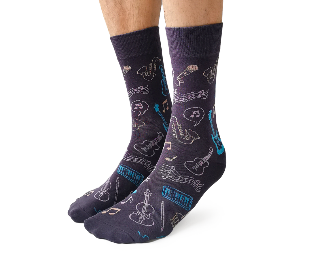 "Funky Music" Cotton Crew Socks by Uptown Sox