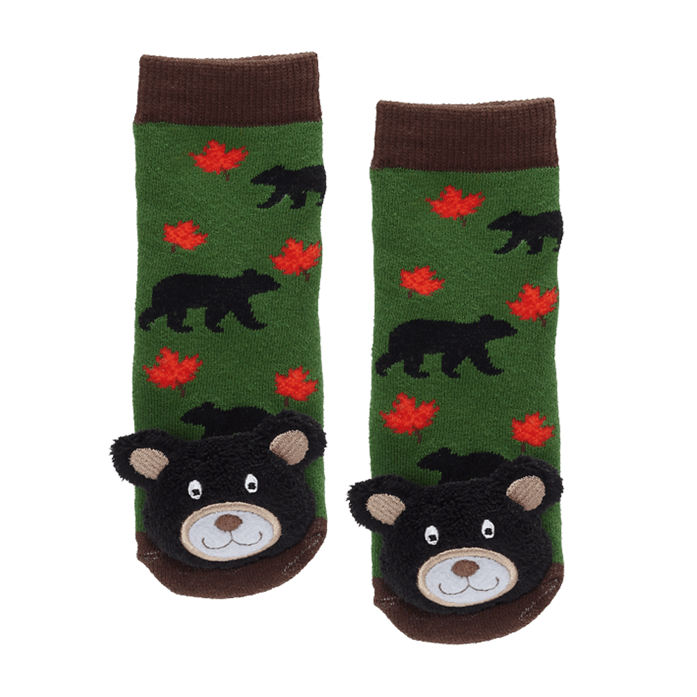 Lil Traveller Kids "Maple Leaf Black Bear" Socks by Parkdale Novelty