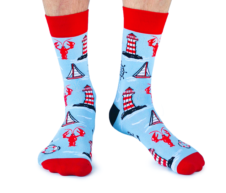 "Nautical" Cotton Crew Socks by Uptown Sox - Large