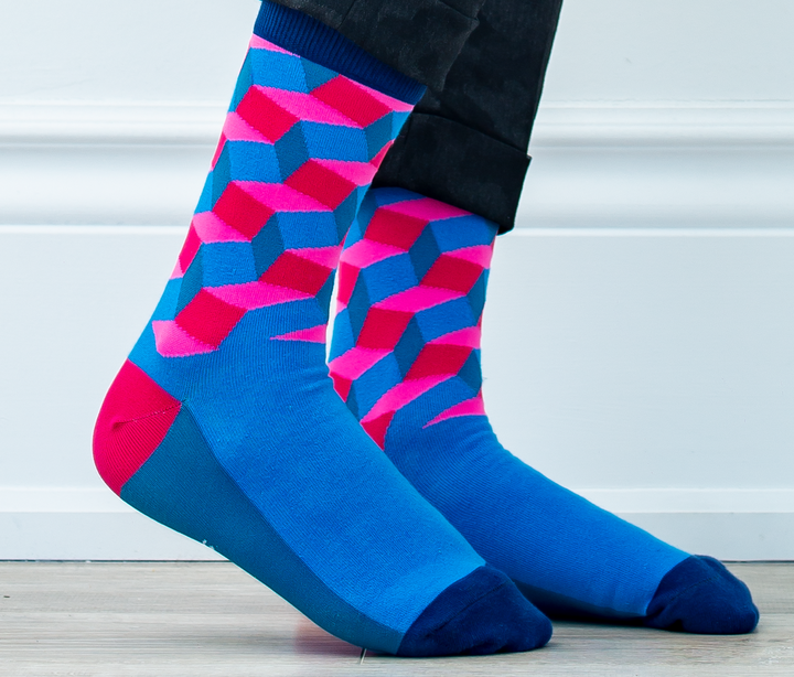 "Neon City" Cotton Crew Socks by Uptown Sox - Large