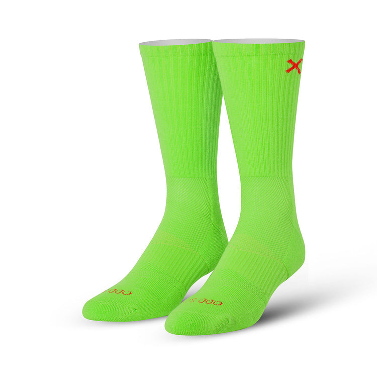 "Neon Green Basix" Fashion Crew by ODD Sox - Large