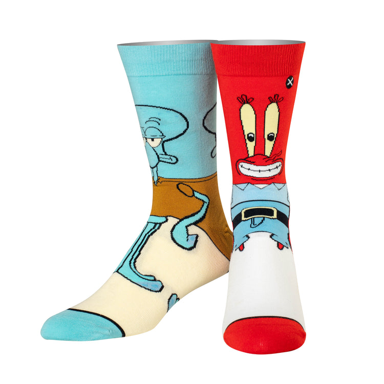 "Squidward & Mr. Krabs" Cotton Crew Socks by ODD Sox