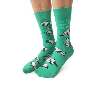 "Passive Panda" Cotton Crew Socks by Uptown Sox