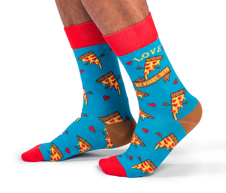 "Pizza My Heart" Cotton Crew Socks by Uptown Sox - Large