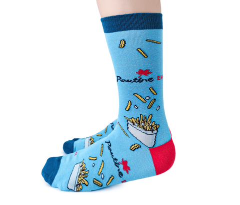 "Poutine Eh" Cotton Crew Canadian Socks by Uptown Sox