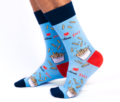 "Poutine Eh" Cotton Crew Canadian Socks by Uptown Sox