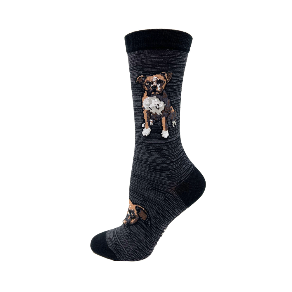 animal socks with boxer dog graphic