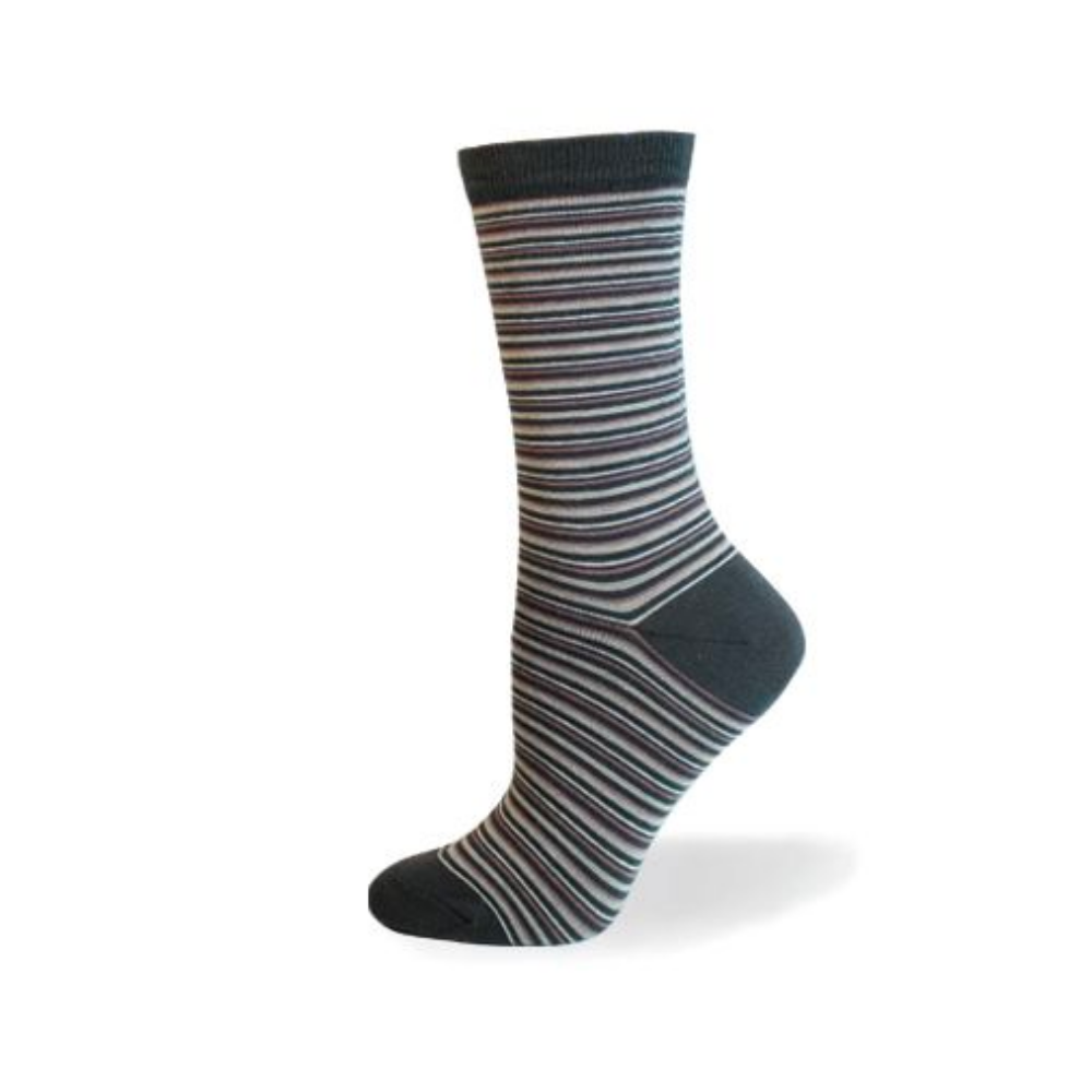 "Multi Stripes " Organic Cotton Crew Sock by Point Zero-Medium