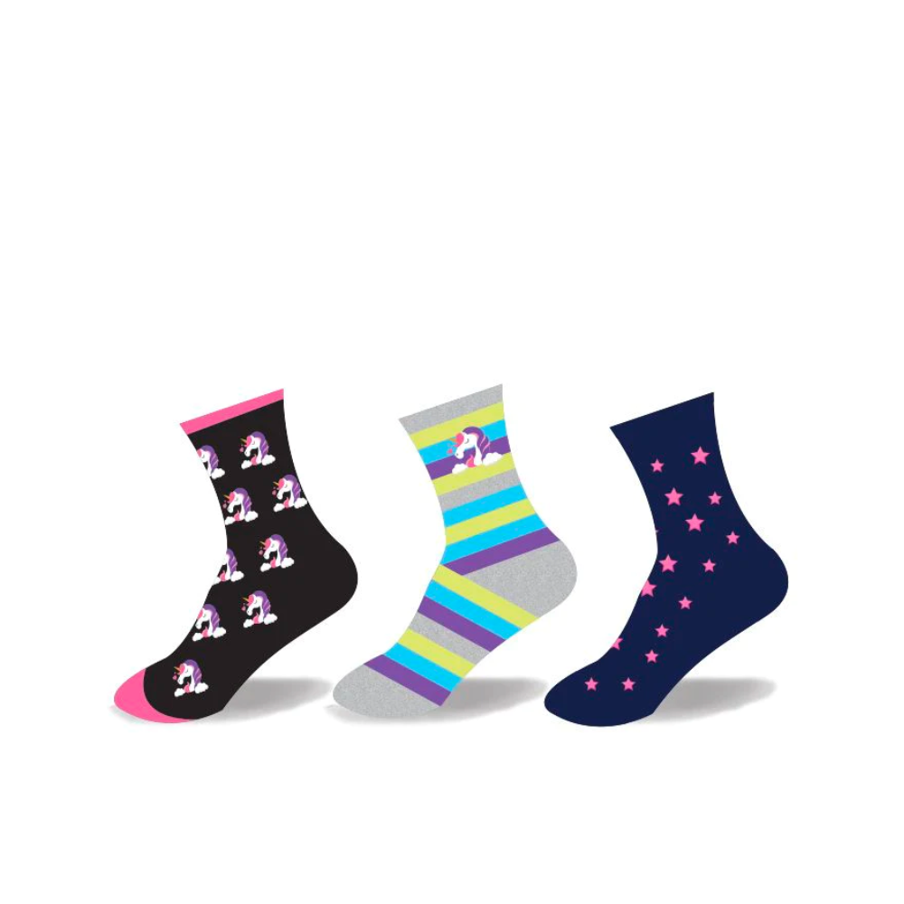 "Unicorn" Kid's Assorted  Socks 3PK by Point Zero