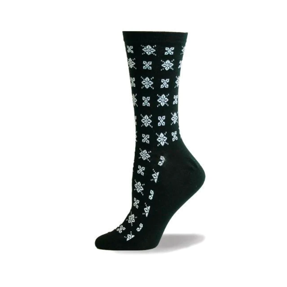 "Black and White Clover" cotton sock by Point Zero - Medium