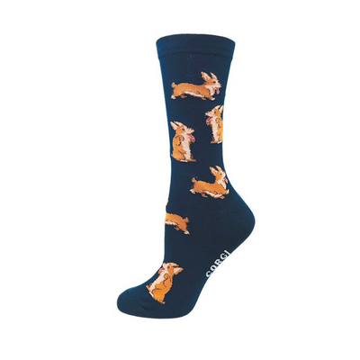 cotton animal socks with corgi design