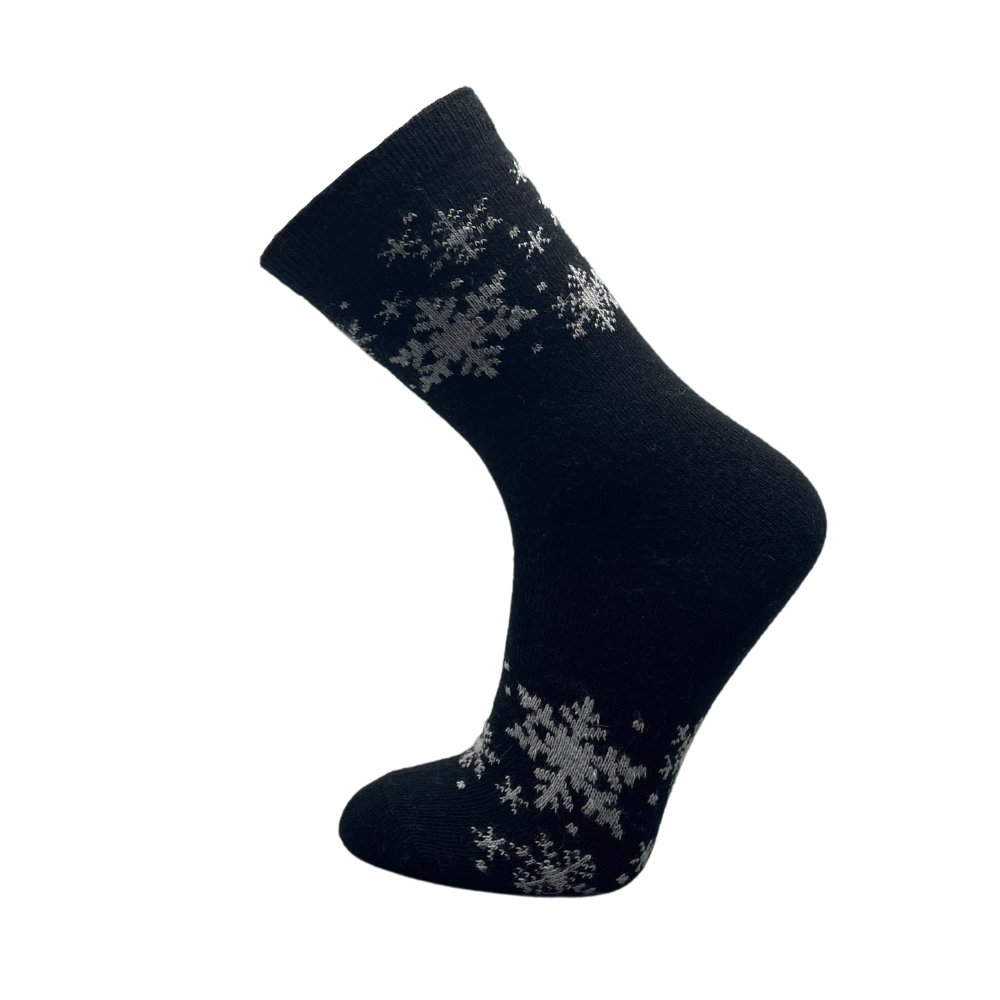  Wool Thermal Crew Socks With Snowflakes Design