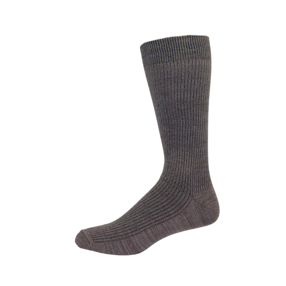 Ribbed Casual Organic Cotton Dress Socks by Point Zero-Large Brown