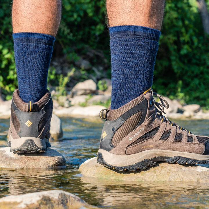 Navy merino wool socks for hiking 