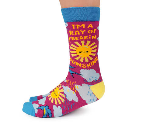 "Ray of Sunshine" Cotton Crew Socks by Uptown Sox - Medium