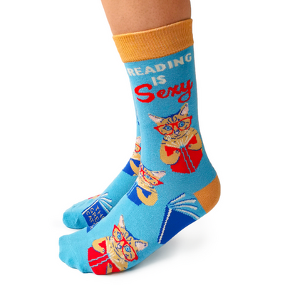 "Shakespurr" Cotton Crew Socks by Uptown Sox