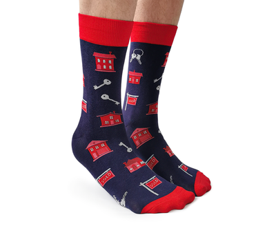 "Real Estate" Cotton Crew Socks by Uptown Sox - Large