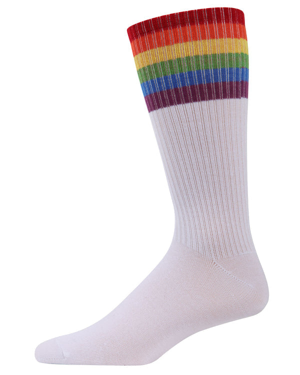 Rainbow Rugby Crew Socks by Me Moí - Large (7.5-12)