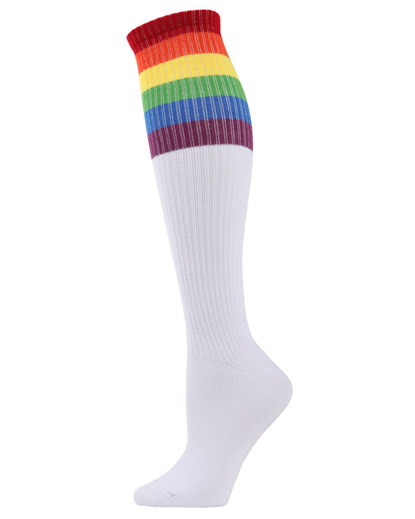 Rainbow Rugby Knee High Socks by Me Moí - Medium