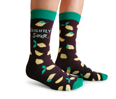 "Slightly Sour" Cotton Crew Socks by Uptown Sox - Medium