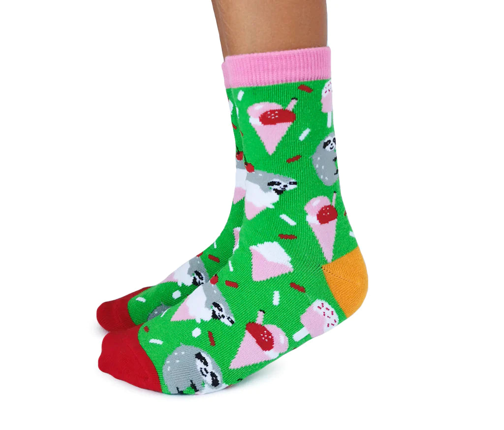 Sloth Cream Cone Cotton Crew Socks by Uptown Sox - Kids
