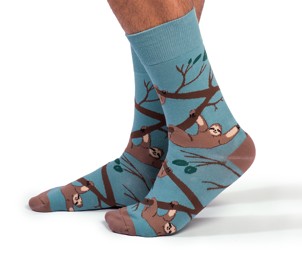 "Slothin' Around" Cotton Crew Socks by Uptown Sox