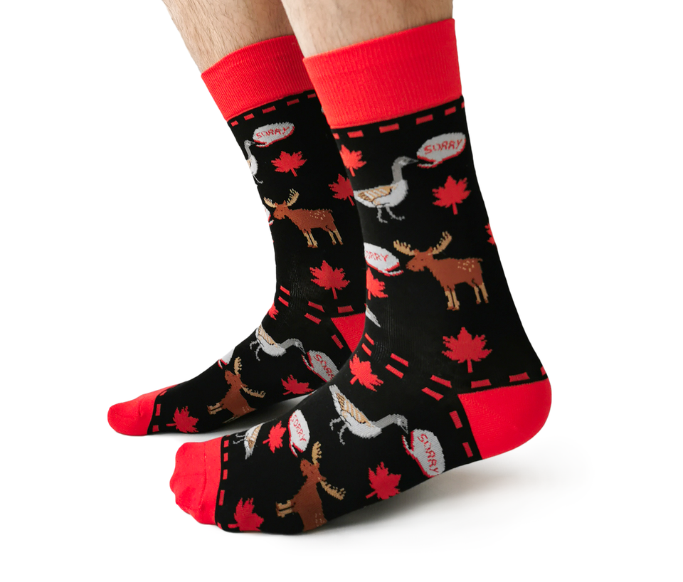 "Sorry" Cotton Canadian Socks by Uptown Sox - Large