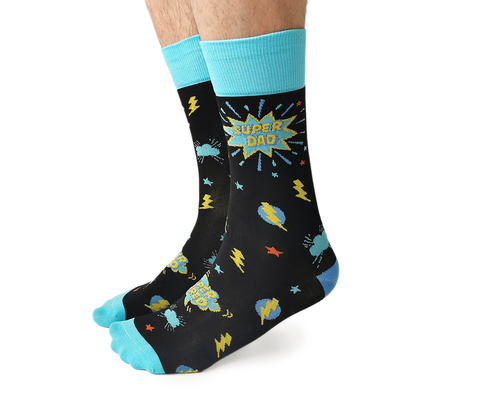 "Super Dad" Crew Socks by Uptown Sox - Large