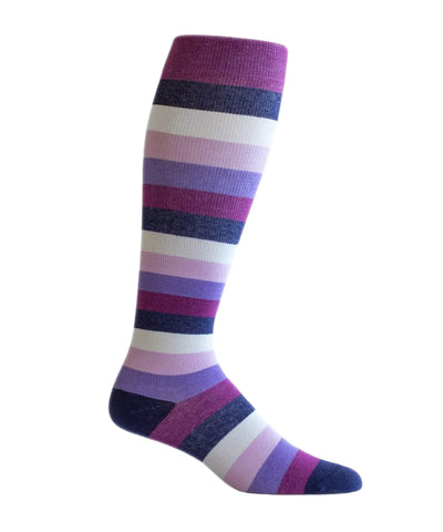purple stripes cotton compression socks