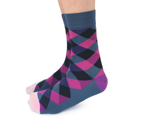 "Blackcurrant" Cotton Crew Socks by Uptown Sox - Large