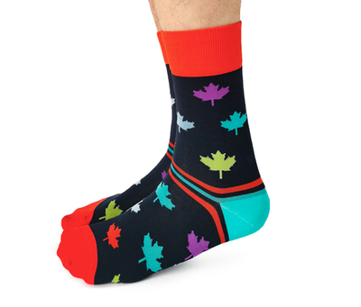 "Canada in Colour" Maple Leaf Crew Socks by Uptown Sox - Large