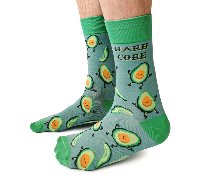 Chaussettes mi-mollet en coton « Hard Core Avocado » par Uptown Sox - Taille L 