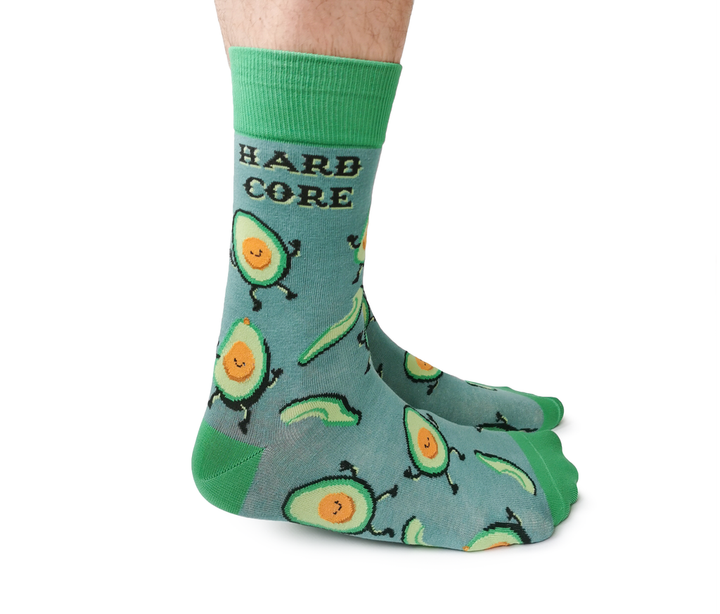 Chaussettes mi-mollet en coton « Hard Core Avocado » par Uptown Sox - Taille L 
