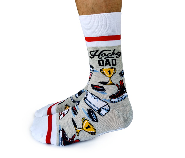 "Hockey Dad" Cotton Crew Socks by Uptown Sox - Large