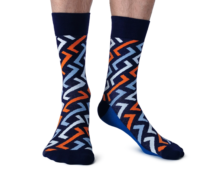 "Interlock" Pattern Cotton Crew Socks by Uptown Sox - Large