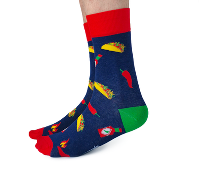 "Muy Caliente" Taco Cotton Crew Socks by Uptown Sox - Large