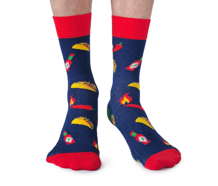 "Muy Caliente" Taco Cotton Crew Socks by Uptown Sox - Large