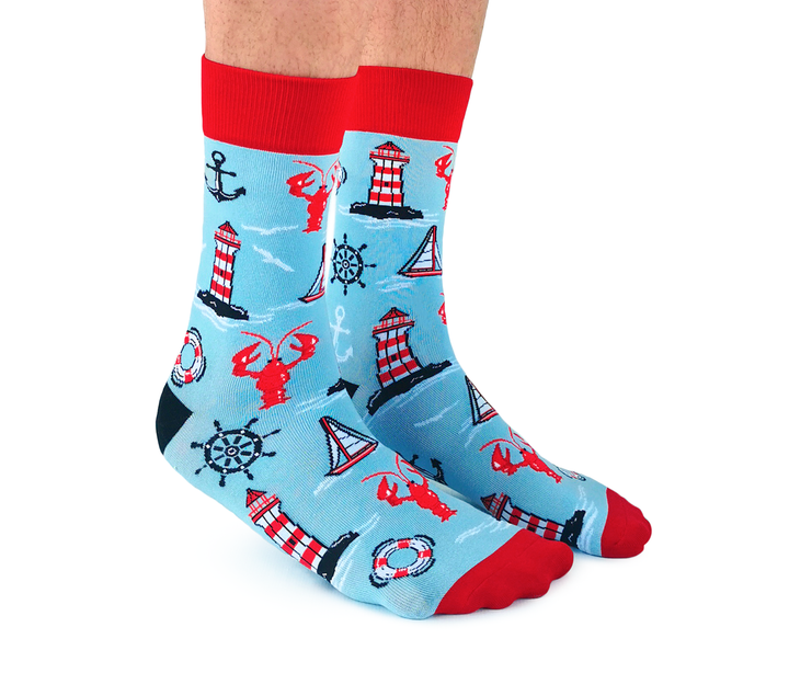 "Nautical" Cotton Crew Socks by Uptown Sox - Large