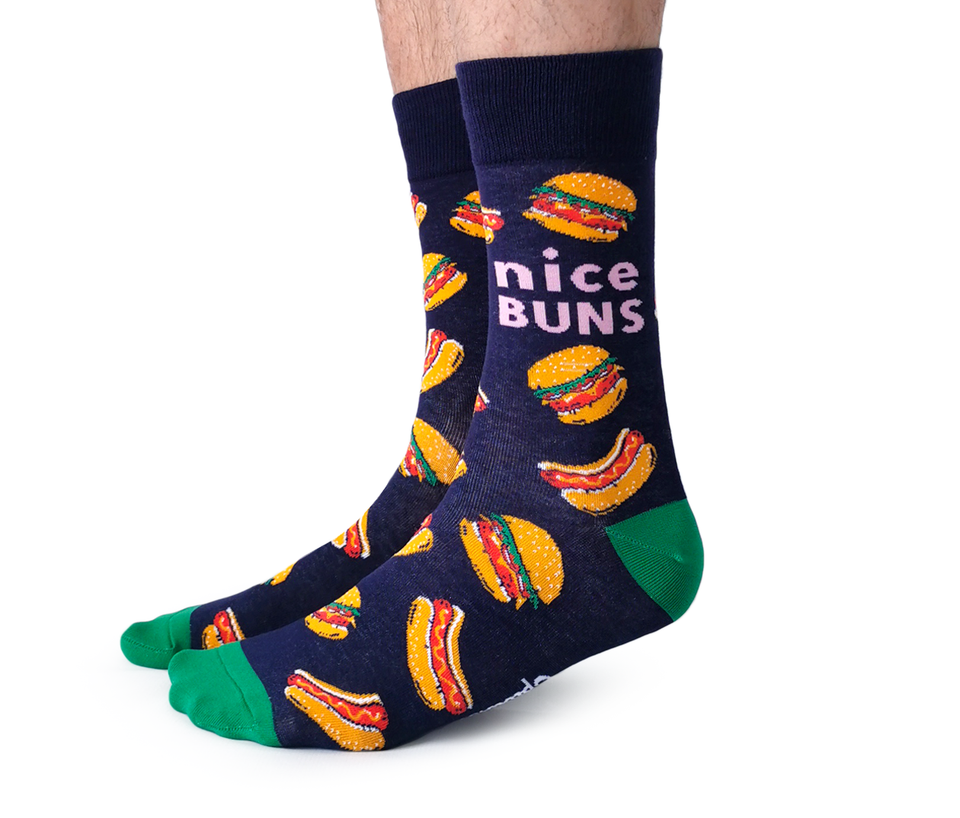 "Nice Buns" Cotton Crew Socks by Uptown Sox - Large