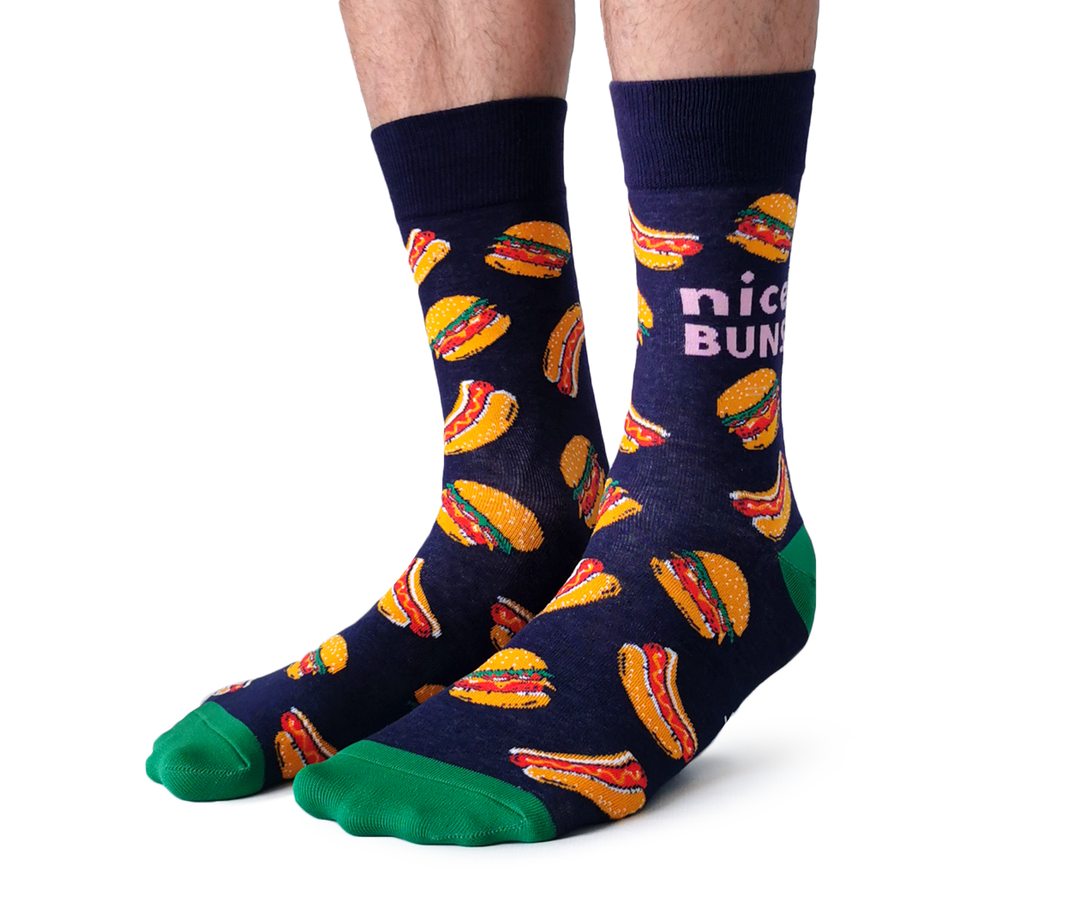 "Nice Buns" Cotton Crew Socks by Uptown Sox - Large