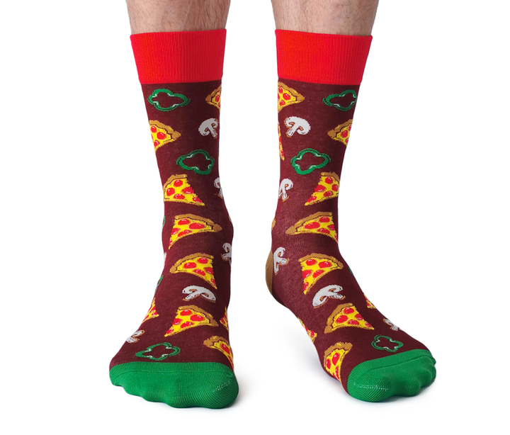 "Pizza Party" Cotton Crew Socks by Uptown Sox - Large